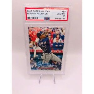 2018 Topps Holiday Ronald Acuna Jr. Rookie RC PSA 10 BAT DOWN